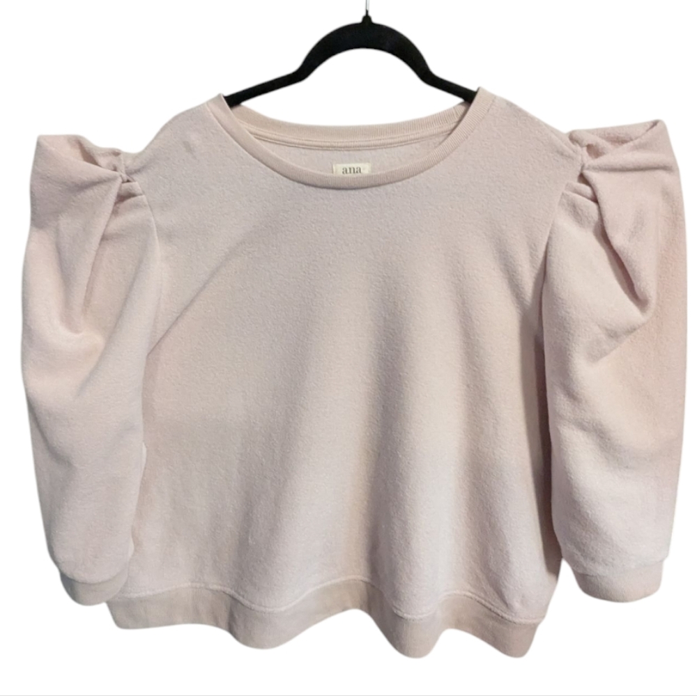 a.n.a. A New Approach Puff Sleeve Sweater 3X Cream pink Crew Neck Pullover W-396